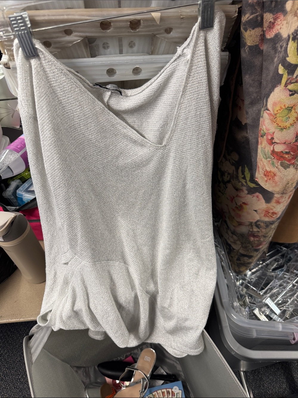Zara metallic knit top xl // 093013